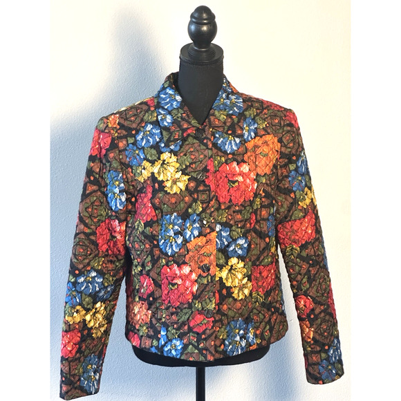 Maggie London Women’s Maggie London Quilted Crop Jacket Size 10 Silk Jacket - Picture 16 of 16